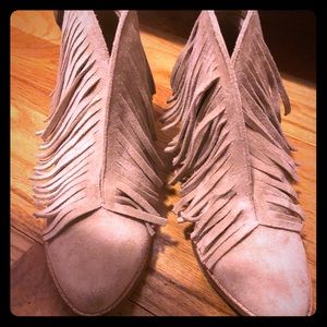 Coconut fringe booties